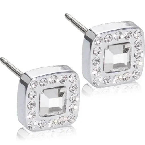 Blomdahl Brilliance Cushion Titanium Ørestikker med Swarovski Krystaller