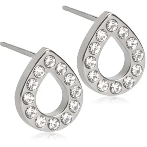 Blomdahl Brilliance Drop Hollow Crystal Titanium Øreringe med Krystalsten