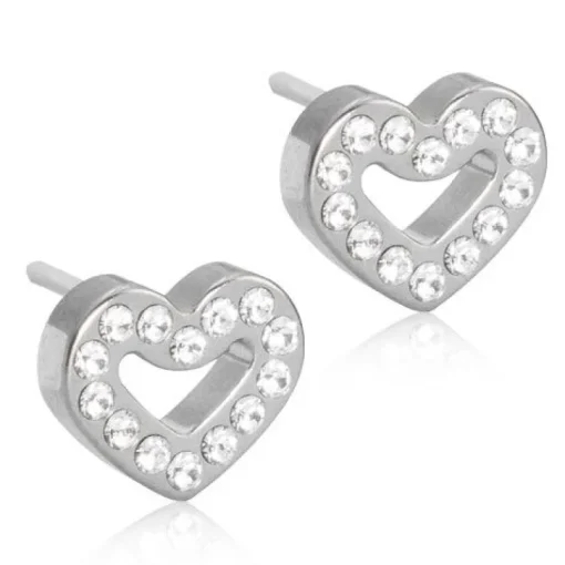 Blomdahl Brilliance Heart Øreringe i Titanium med Swarovski Krystaller