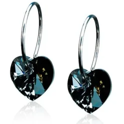 Blomdahl Heart Black Diamond Titanium Øreringe med Swarovski Krystaller