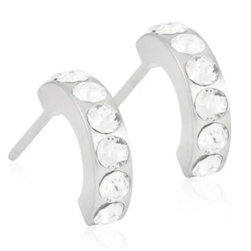Brilliance Curved Titanium Øreringe fra Blomdahl med Krystal