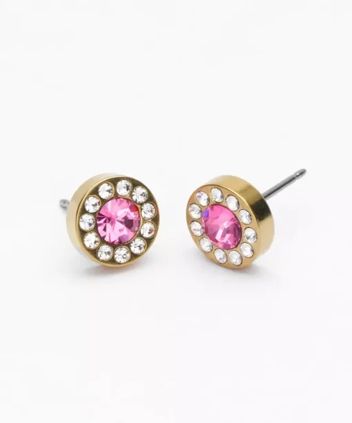 Brilliance Halo Crystal Rose Titanium Øreringe fra Blomdahl