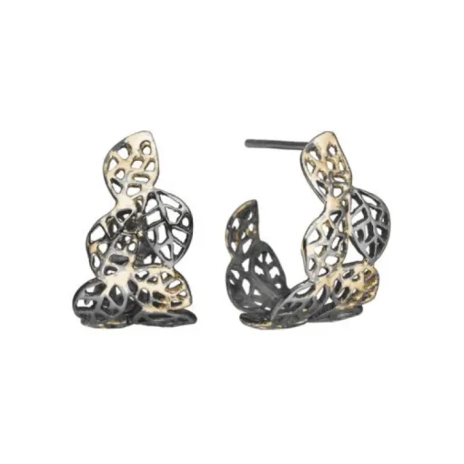 By Birdie Autumn Leaves Sterling Sølv Øreringe med 18 Karat Guld