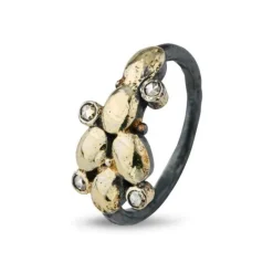 By Birdie Elisabeth Ring i Sterling Sølv med 18 Karat Guld og Diamanter 0,20 Carat