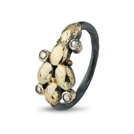 By Birdie Elisabeth Ring i Sterling Sølv med 18 Karat Guld og Diamanter 0,20 Carat