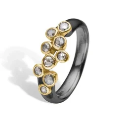 By Birdie Elisbeth Ring i Sterling Sølv med 14 Karat Guld og Brillanter 0,55 Carat