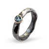 By Birdie Heritage Stone Sterling Sølv Ring med 14 Karat Guld Og Aquamarin