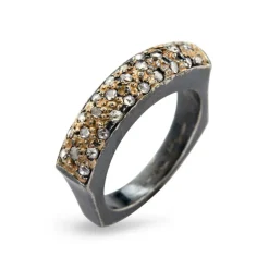 By Birdie Manhattan Sol Pavé Ring i Sterling Sølv med 14 Karat Guld og Brillanter 0,60 Carat