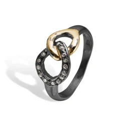By Birdie Onassis Duo Ring i Sterling Sølv med 18 Karat Guld og Diamanter 0,17 Carat