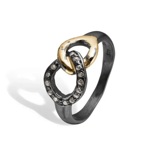 By Birdie Onassis Duo Ring i Sterling Sølv med 18 Karat Guld og Diamanter 0,17 Carat