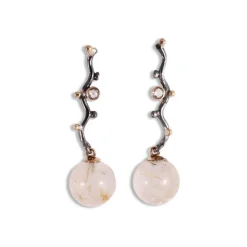 By Birdie Urban Buds Grace Sterling Sølv Ørestikker med Rutilkvarts og Brillanter 0,10 Carat