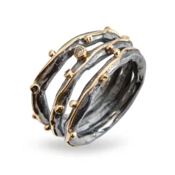 By Birdie Zeus Tribeca Sterling Sølv Ring med Diamant 0,05 Carat