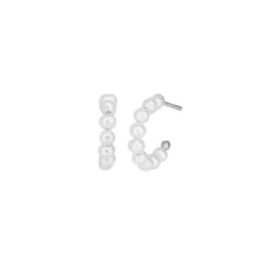 byBiehl Mini Pearl Hoops Øreringe i Sterling Sølv med Ferskvandsperler