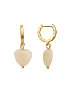 byBiehl Soft Heart Hoop Forgyldt Metalblanding Øreringe med Gul Jade