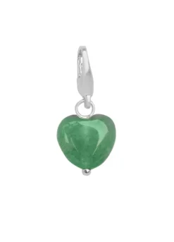byBiehl Soft Heart Sterling Sølv Charm med Grøn Agat