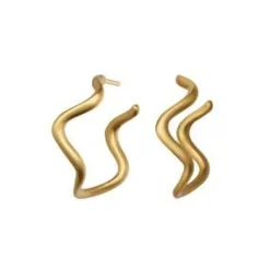 byBiehl Wave Hoops Forgyldt Sølv Ørestikker 4-3701-GP