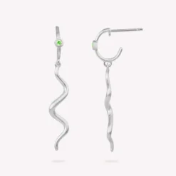 byBiehl Wave Mini Green Sterling Sølv Ørestikker