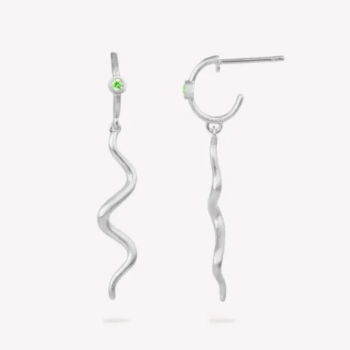 byBiehl Wave Mini Green Sterling Sølv Ørestikker