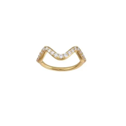 byBiehl Wave Sparkle Small Forgyldt Sølv Ring