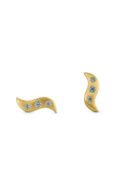 byBiehl Wave Stud Blue Forgyldt Sølv Øreringe 4-4024B-GP