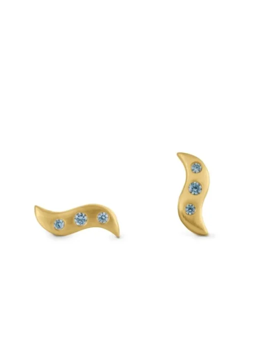 byBiehl Wave Stud Blue Forgyldt Sølv Øreringe 4-4024B-GP