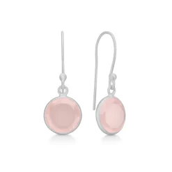 Cat Sterling Sølv Øreringe fra Frk Lisberg med Rosa Calcedon