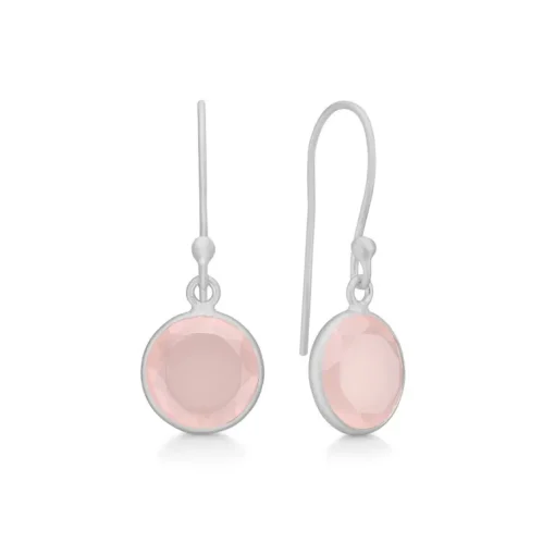 Cat Sterling Sølv Øreringe fra Frk Lisberg med Rosa Calcedon