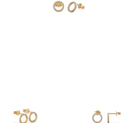 Cirkel 14 Karat Guld Ørestikker fra Smykkekæden med Diamanter 0,15 Carat W/SI