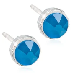 Electric Blue Medicinsk Plastik Øreringe fra Blomdahl med Swarovski Krystaller