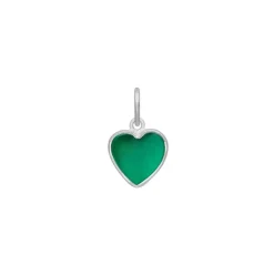 Frk Lisberg Aya Heart Sterling Sølv Vedhæng med Grøn Onyx