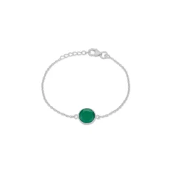 Frk Lisberg Cat Sterling Sølv Armbånd med Grøn Onyx