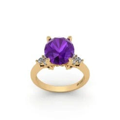 Henrik Ørsnes Design 14 Karat Guld Ring med Ametyst og Brillanter 0,30 Carat W/SI