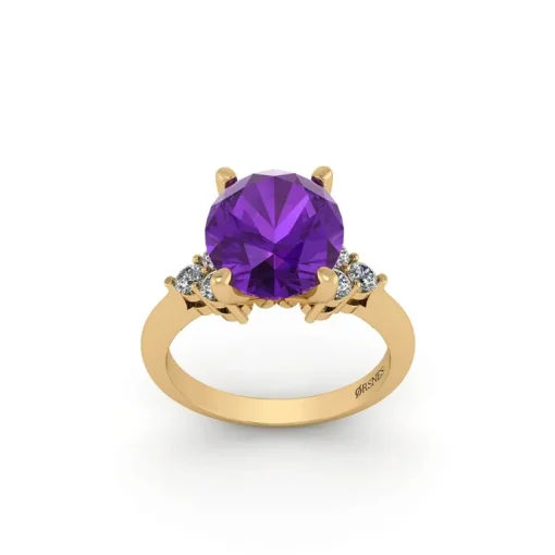 Henrik Ørsnes Design 14 Karat Guld Ring med Ametyst og Brillanter 0,30 Carat W/SI