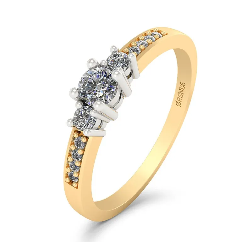 Henrik Ørsnes Design Josephine 14 Karat Guld Ring med Hvidguld og Brillanter 0,19 Carat W/SI