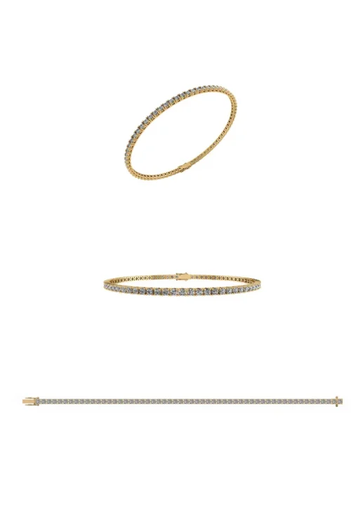 Henrik Ørsnes Design Tennis 14 Karat Guld Armbånd med Diamanter 2,03 Carat TW/SI