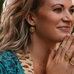 Izabel Camille Mie Moltke Lotusblomst Forgyldt Sølv Øreringe