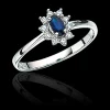 14 Karat Hvidguld Ring fra Scrouples med Safir og Brillanter 0,11 Carat W/SI