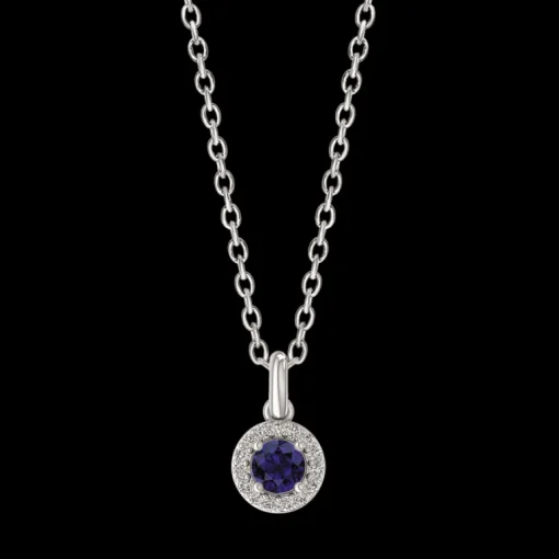 14 Karat Hvidguld Vedhæng fra Støvring Design med Safir og Diamant 0,06 Carat W/SI