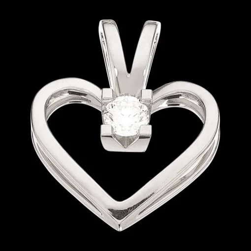 Kleopatra Hjerte Vedhæng 0,15 ct. i 14 Karat Hvidguld fra Scrouples