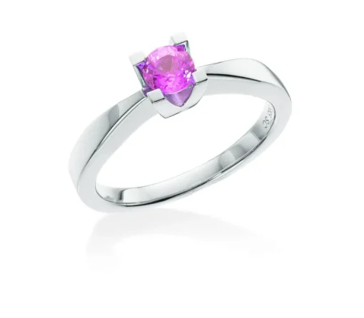 Kleopatra Jubilæum 14 Karat Hvidguld Ring fra Scrouples med Pink Safir