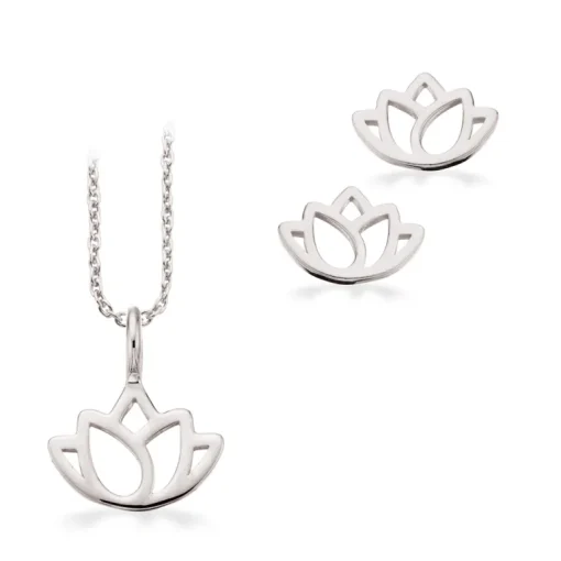 Lotus Blomst Sterling Sølv Smykkesæt fra Scrouples