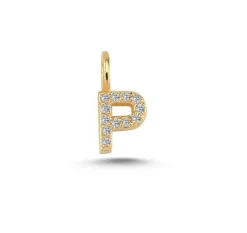 Nuran Bogstav P 14 Karat Guld Vedhæng med Diamanter 0,06 Carat W/SI