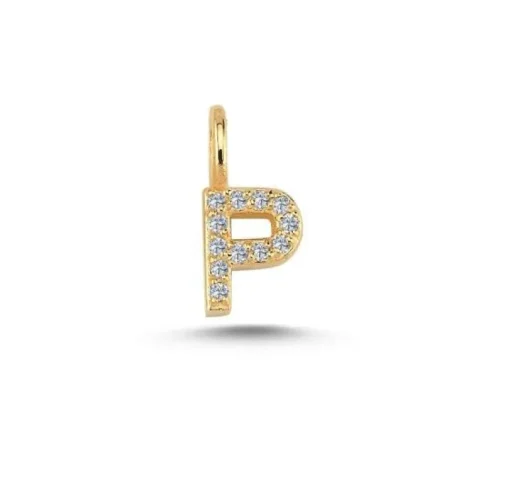Nuran Bogstav P 14 Karat Guld Vedhæng med Diamanter 0,06 Carat W/SI