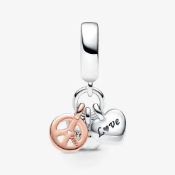 Pandora Moments Butterfly Heart Preace Sterling Sølv Charm