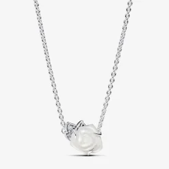 Pandora White Rose Sterling Sølv Halskæde
