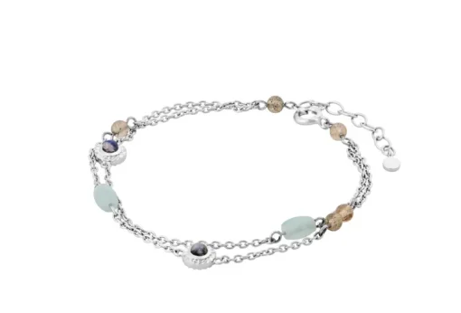 Pernille Corydon Autumn Sky Sterling Sølv Armbånd med Rainbow Månesten, Labradorit Og Akvamarin