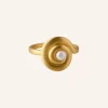 Pernille Corydon Shell Flower Forgyldt Sølv Ring med Ferskvandsperle