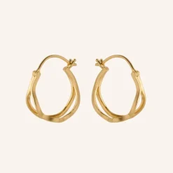 Pernille Corydon Stream Hoops Forgyldt Sølv Øreringe