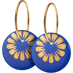 Scherning Bloom Royal Blue Forgyldt Sølv Øreringe med Håndlavet Porcelæn