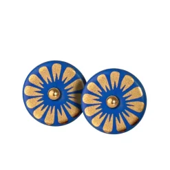 Scherning Flora Royal Blue Forgyldt Sølv Ørestikker med Håndlavet Porcelæn